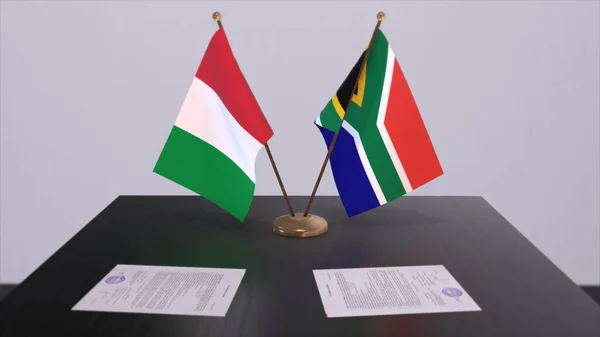 South Africa Italy Country Flags Illustration Politics Business Deal Agreement — 图库照片