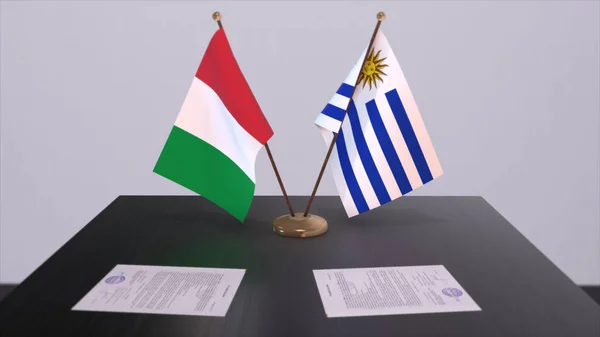 Ουρουγουάη Και Την Ιταλία Σημαίες Χώρα Εικόνα Πολιτική Και Επιχειρηματική — Φωτογραφία Αρχείου