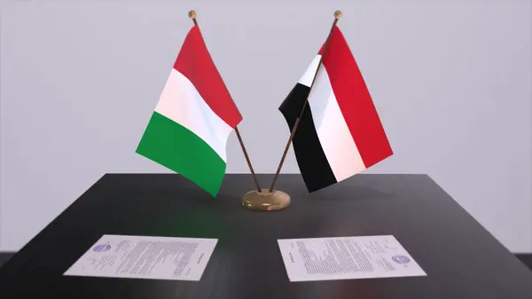 Yemen Italy Country Flags Illustration Politics Business Deal Agreement — Φωτογραφία Αρχείου