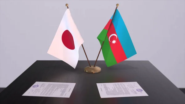 Azerbaijan Japan National Flags Political Deal Diplomatic Meeting Politics Business — Foto de Stock