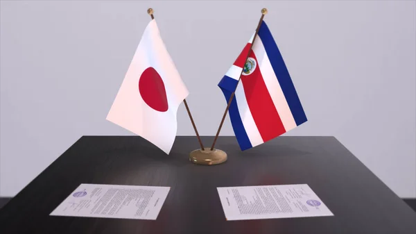 Costa Rica Japan National Flags Political Deal Diplomatic Meeting Politics — Zdjęcie stockowe
