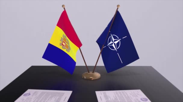 Andorra Bandiera Nazionale Bandiera Nato Illustrazione Politica Diplomatica — Video Stock