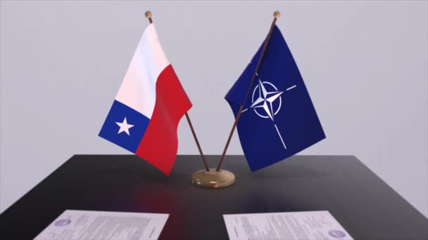 Flaga Kraju Chile Flaga Nato Ilustracja Polityki Dyplomacji — Wideo stockowe