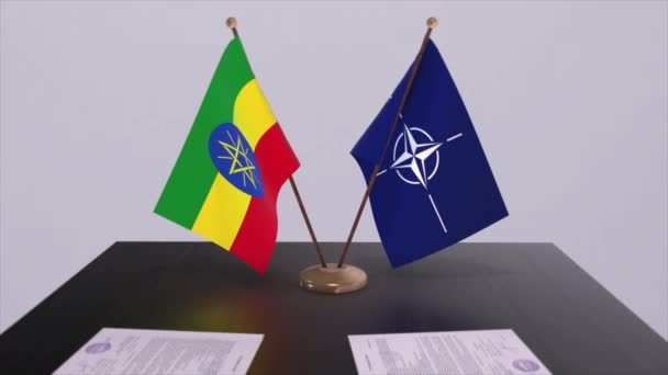 에티오피아의 국기와 Nato 정치와 외교의 — 비디오