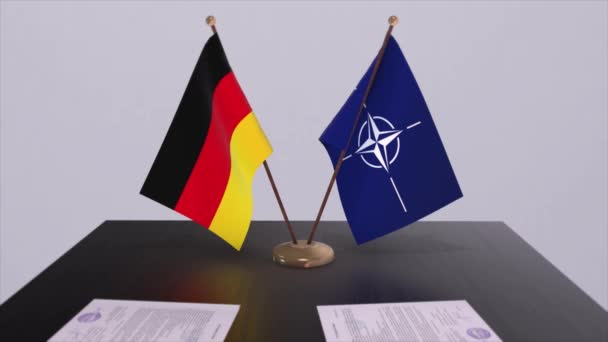 Deutschland Fahne Und Nato Fahne Illustration Von Politik Und Diplomatie — Stockvideo