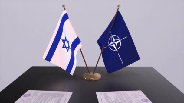 Israele Bandiera Nazionale Bandiera Nato Illustrazione Politica Diplomatica — Video Stock
