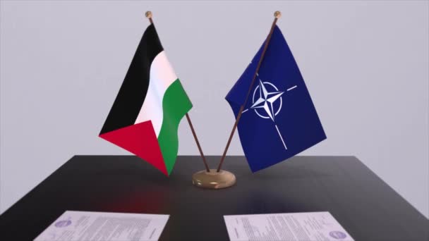 Palestina Bandiera Nazionale Bandiera Nato Illustrazione Politica Diplomatica — Video Stock