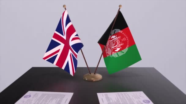 Afghanistan Dan Bendera Inggris Konsep Politik Kesepakatan Mitra Negara Negara — Stok Video