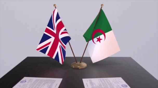 Algerien Und Die Britische Flagge Politisches Konzept Partnergeschäft Zwischen Den — Stockvideo