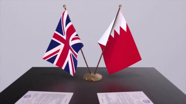 Bahrein Bandiera Britannica Concetto Politico Accordo Partenariato Tra Paesi Accordo — Video Stock