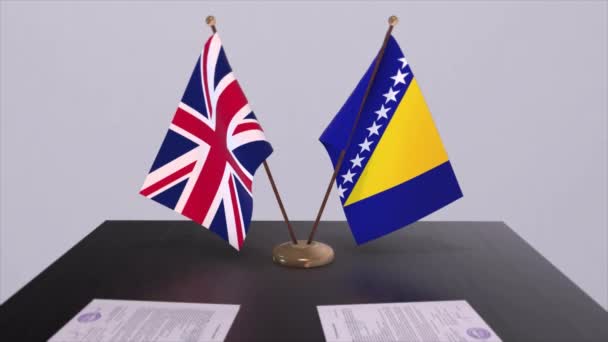 Bosnie Herzégovine Drapeau Britannique Concept Politique Partenariat Entre Les Pays — Video