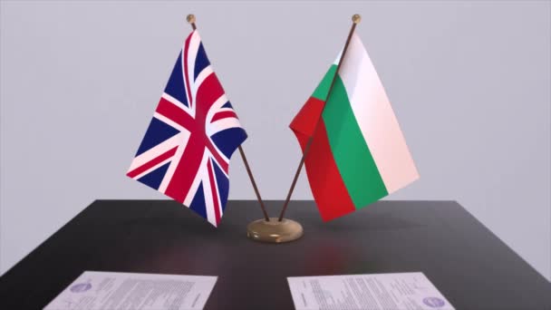 Bulgarie Drapeau Britannique Concept Politique Partenariat Entre Les Pays Accord — Video