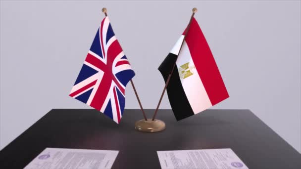 Egito Bandeira Reino Unido Conceito Política Acordo Parceria Entre Países — Vídeo de Stock