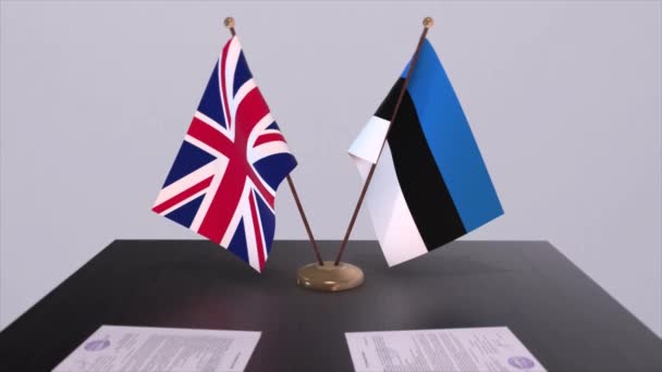Észtország Egyesült Királyság Lobogója Politikai Koncepció Partneri Egyezség Két Ország — Stock videók