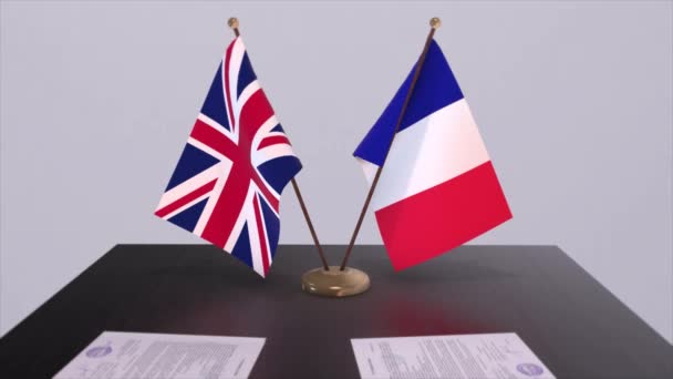 Flagge Frankreichs Und Großbritanniens Politisches Konzept Partnergeschäft Zwischen Den Ländern — Stockvideo