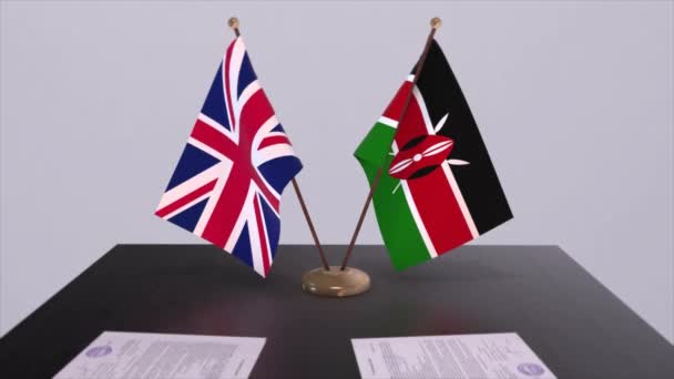 Σημαία Κένυας Και Πολιτική Έννοια Εταίρος Συμφωνία Μεταξύ Των Χωρών — Αρχείο Βίντεο