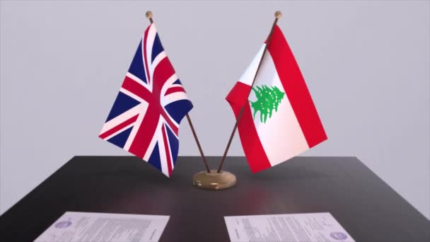 Lebanon Flag Politics Concept Partner Deal Beetween Countries Partnership Agreement — Stock Video
