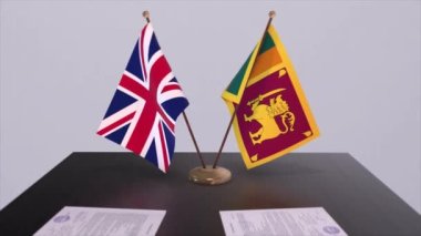 Sri Lanka ve İngiliz bayrağı. Siyaset konsepti, ülkeler arasında ortaklık anlaşması. Hükümetlerin ortaklık anlaşması