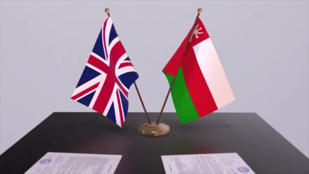 Оман Британський Прапор Концепція Політики Партнерські Угоди Країнами Угода Про — стокове відео
