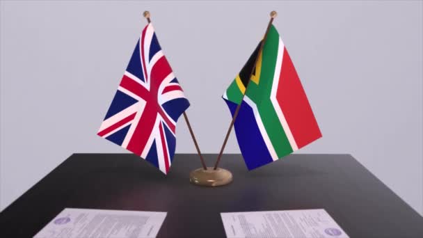 Afrique Sud Drapeau Britannique Concept Politique Partenariat Entre Les Pays — Video
