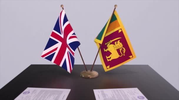 Srí Lanka Vlajka Spojeného Království Politický Koncept Partnerská Dohoda Mezi — Stock video