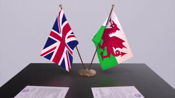 Galles Bandiera Britannica Concetto Politico Accordo Partenariato Tra Paesi Accordo — Video Stock