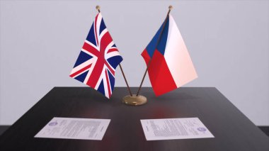 Czech and UK flag. Politics concept, partner deal beetween countries. Partnership agreement of governments 3D illustration.
