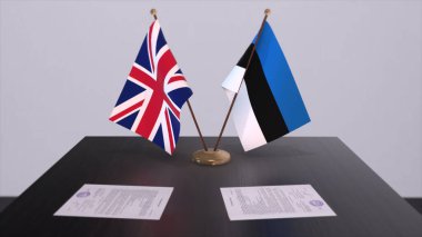 Estonia and UK flag. Politics concept, partner deal beetween countries. Partnership agreement of governments 3D illustration.