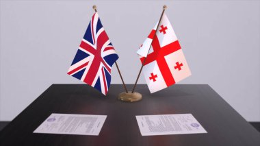 Georgia and UK flag. Politics concept, partner deal beetween countries. Partnership agreement of governments 3D illustration.