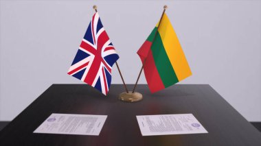 Lithuania and UK flag. Politics concept, partner deal beetween countries. Partnership agreement of governments 3D illustration.