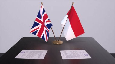 Monaco and UK flag. Politics concept, partner deal beetween countries. Partnership agreement of governments 3D illustration.