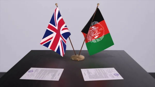 Afghanistan and UK flag. Politics concept, partner deal beetween countries. Partnership agreement of governments 3D illustration.