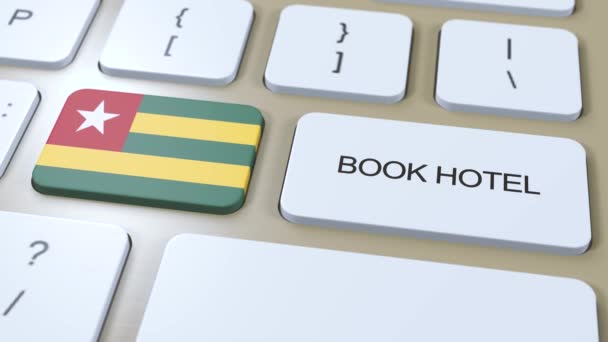 Reservar Hotel Togo Con Sitio Web Línea Botón Teclado Del — Vídeos de Stock