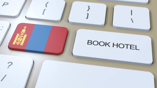 Hotel Buku Mongolia Dengan Website Online Tombol Pada Keyboard Komputer — Stok Video