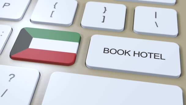 Reservar Hotel Kuwait Con Sitio Web Línea Botón Teclado Del — Vídeos de Stock