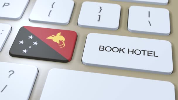 Книжковий Готель Папуа Новій Гвінеї Веб Сайтом Баттон Клавіатурі Комп — стокове відео
