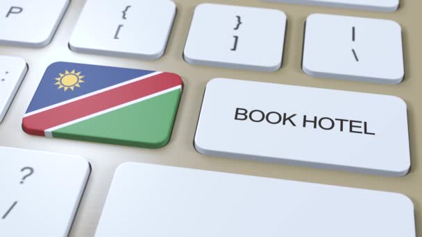 Reservar Hotel Namibia Con Sitio Web Línea Botón Teclado Del — Vídeos de Stock
