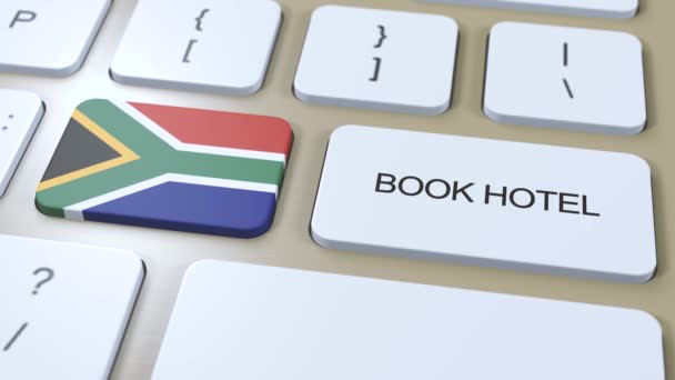 Reservar Hotel Sudáfrica Con Sitio Web Línea Botón Teclado Del — Vídeos de Stock