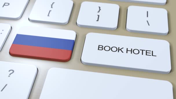 Foglalja Szállását Oroszországban Honlap Online Gomb Billentyűzeten Utazási Koncepció Animáció — Stock videók