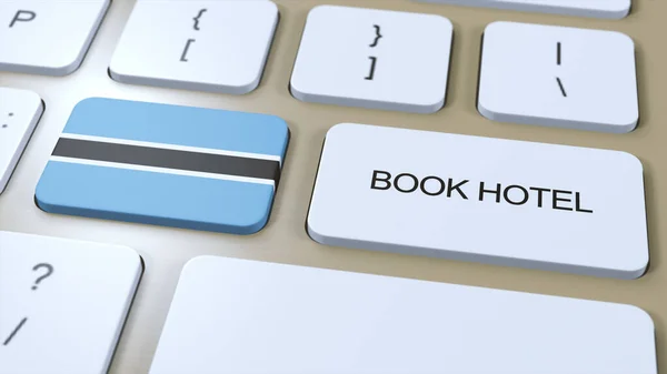 Book Hotel Botswana Website Online Button Computer Keyboard Travel Concept — Stock Photo, Image