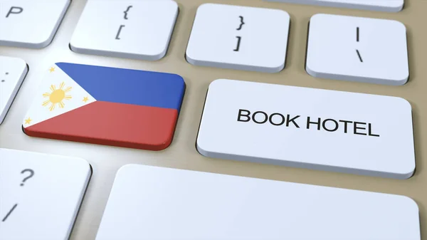 Hotel Buku Filipina Dengan Situs Web Online Tombol Pada Keyboard — Stok Foto