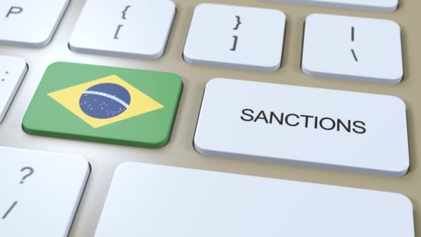 Brazil Imposes Sanctions Some Country Sanctions Imposed Brazil Keyboard Button — Stock Video