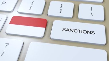 Endonezya Monako bazı ülkelere yaptırım uyguluyor. Endonezya Monako 'ya yaptırımlar uygulandı. Klavye Düğmesi İtme. Politika Çizimi 3D Canlandırma
