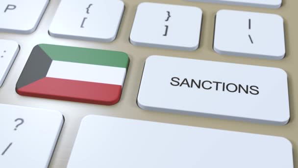 Kuwait Innfører Sanksjoner Mot Land Sanksjoner Kuwait Tastaturmerket Button Push – stockvideo