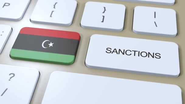 Libya Pålegger Sanksjoner Mot Del Land Sanksjoner Libya Tastaturmerket Button – stockvideo