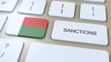 Madagaskar bazı ülkelere karşı yaptırımlar uyguluyor. Madagaskar 'a uygulanan yaptırımlar. Klavye Düğmesi İtme. Politika Çizimi 3D Canlandırma