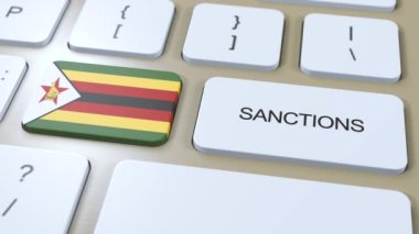 Zimbabwe bazı ülkelere karşı yaptırımlar uyguluyor. Zimbabwe 'ye uygulanan yaptırımlar. Klavye Düğmesi İtme. Politika Çizimi 3D Canlandırma