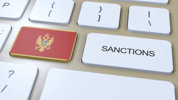 Montenegro Inför Sanktioner Mot Vissa Länder Sanktioner Mot Montenegro Knappen — Stockvideo