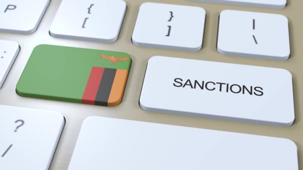 Zambia Innfører Sanksjoner Mot Land Sanksjoner Mot Zambia Tastaturmerket Button – stockvideo