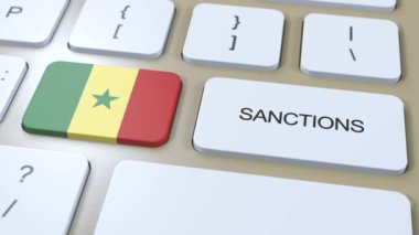 Senegal bazı ülkelere karşı yaptırım uyguluyor. Senegal 'e yaptırımlar uygulandı. Klavye Düğmesi İtme. Politika Çizimi 3D Canlandırma